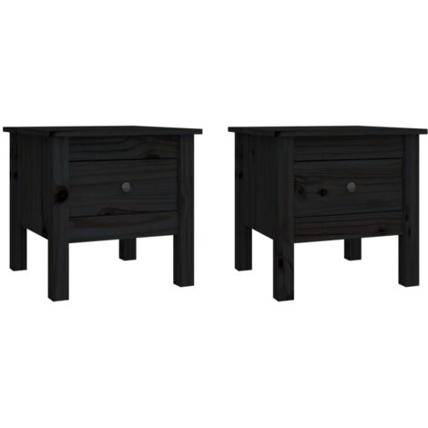 Side Tables 2 pcs Black 40x40x39 cm Solid Wood Pine vidaXL