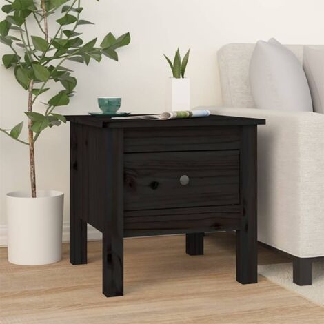 Side Tables 2 pcs Black 40x40x39 cm Solid Wood Pine vidaXL