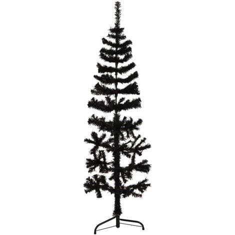 Slim Artificial Half Christmas Tree with Stand Black 120 cm vidaXL (1/5)