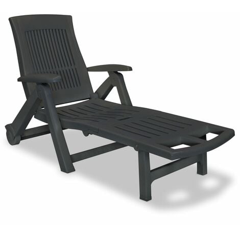 vidaXL Sun Lounger with Footrest Plastic Anthracite - Anthracite