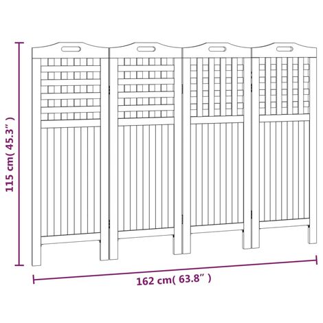 4-Panel Room Divider 162x2x115 cm Solid Wood Acacia vidaXL
