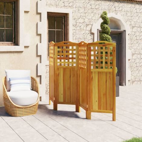 4-Panel Room Divider 162x2x115 cm Solid Wood Acacia vidaXL