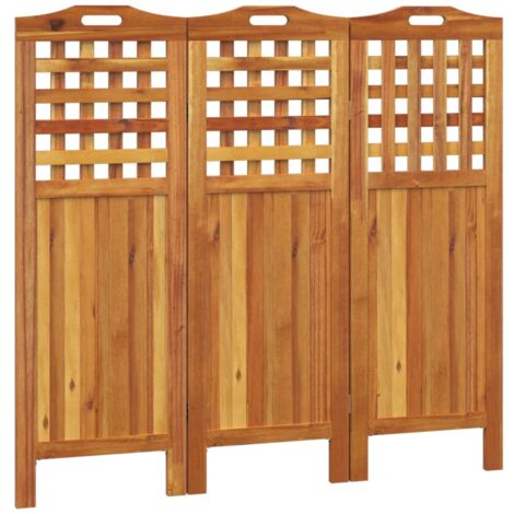 3-Panel Room Divider 121.5x2x115 cm Solid Wood Acacia vidaXL