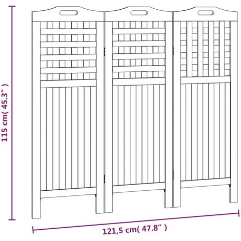 3-Panel Room Divider 121.5x2x115 cm Solid Wood Acacia vidaXL