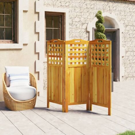 3-Panel Room Divider 121.5x2x115 cm Solid Wood Acacia vidaXL