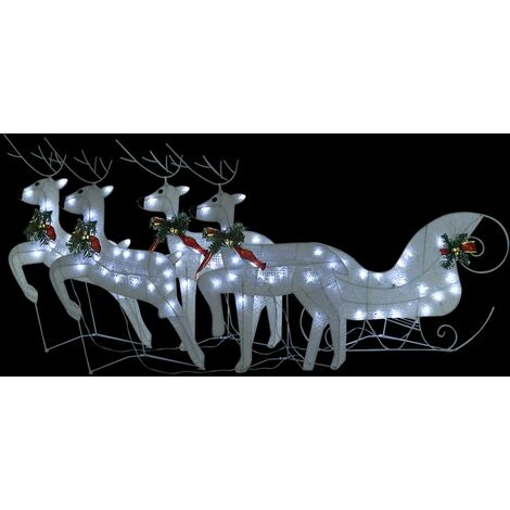 Reindeer & Sleigh Christmas Decoration 100 LEDs Outdoor White vidaXL