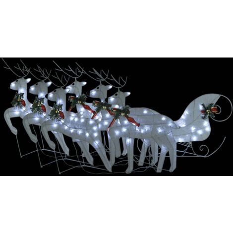 Reindeer & Sleigh Christmas Decoration 140 LEDs Outdoor White vidaXL
