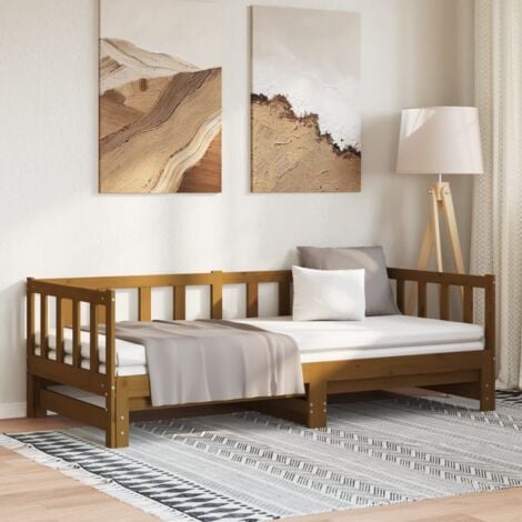 Pull-out Day Bed without Mattress Honey Brown 2x(90x190)cm vidaXL