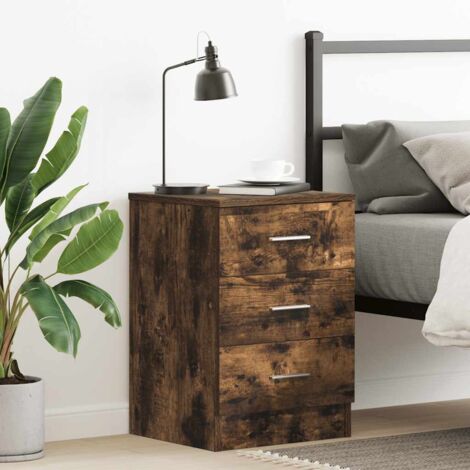 Bedside Cabinet Smoked Oak 38x35x56 cm Engineered Wood vidaXL