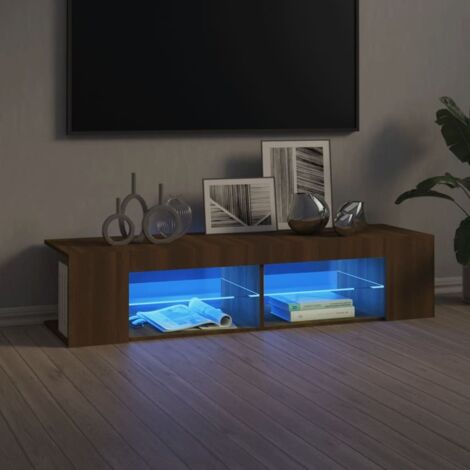 TV Cabinet with LED Lights Brown Oak 135x39x30 cm vidaXL