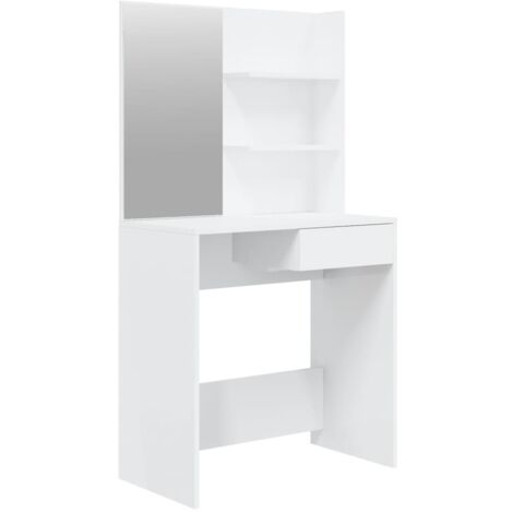 Dressing Table with Mirror High Gloss White 74.5x40x141 cm vidaXL