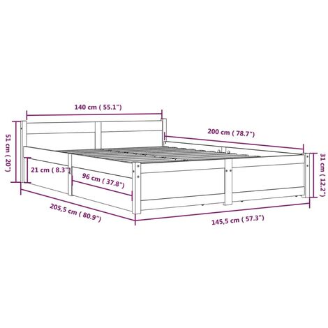 3103559  Bed Frame without Mattress with Drawers 140x200 cm (815044+814999) vidaXL