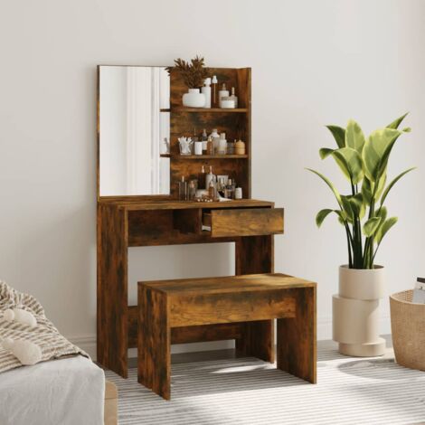 Dressing Table Set Smoked Oak 74.5x40x141 cm vidaXL