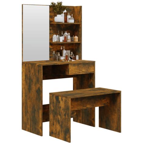 Dressing Table Set Smoked Oak 74.5x40x141 cm vidaXL