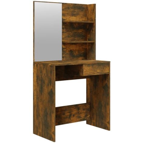 Dressing Table with Mirror Smoked Oak 74.5x40x141 cm vidaXL
