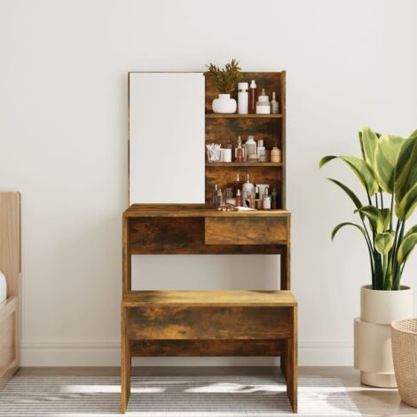 Dressing Table with Mirror Smoked Oak 74.5x40x141 cm vidaXL