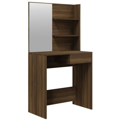 Dressing Table with Mirror Brown Oak 74.5x40x141 cm vidaXL