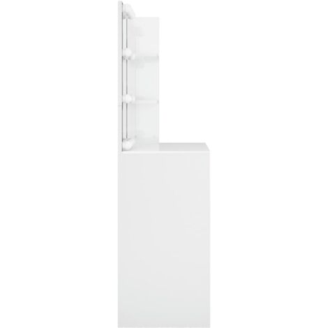 Dressing Table with LED High Gloss White 74.5x40x141 cm vidaXL