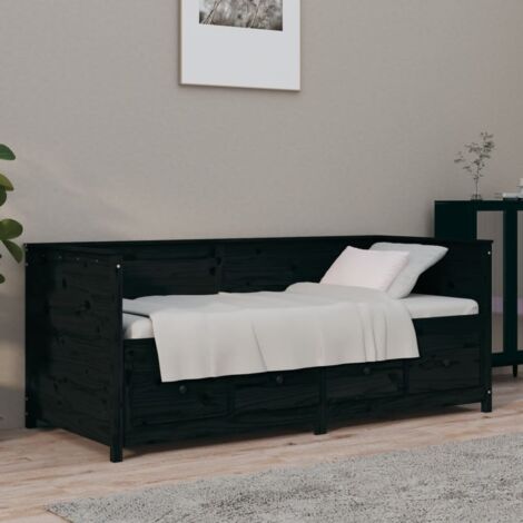 Day Bed without Mattress Black 75x190 cm Small Single Solid Wood Pine vidaXL