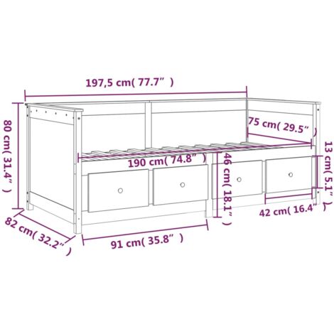 Day Bed without Mattress 75x190 cm Small Single Solid Wood Pine vidaXL