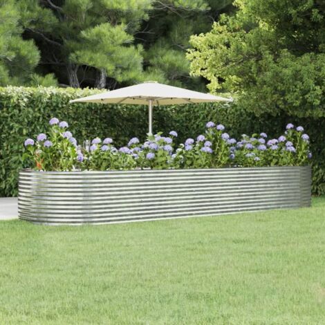 Garden Raised Bed Silver 447x140x68 cm Galvanised Steel vidaXL
