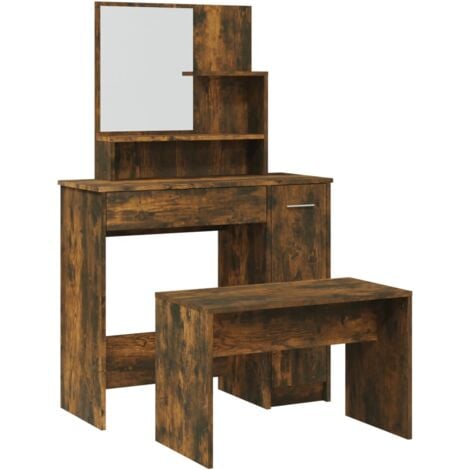 Dressing Table Set Smoked Oak 86.5x35x136 cm vidaXL