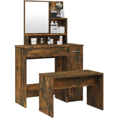 Dressing Table Set Smoked Oak 86.5x35x136 cm vidaXL