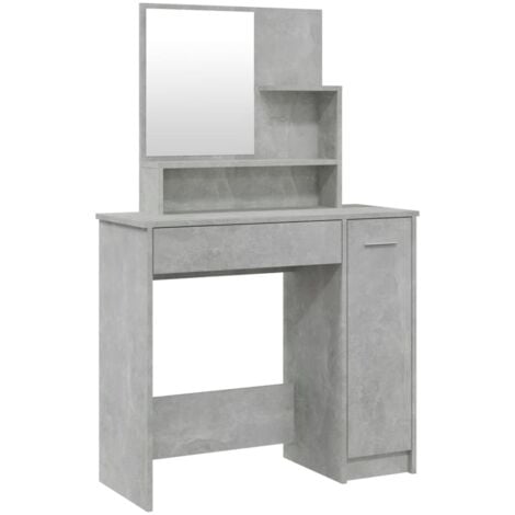 Dressing Table with Mirror Concrete Grey 86.5x35x136 cm vidaXL