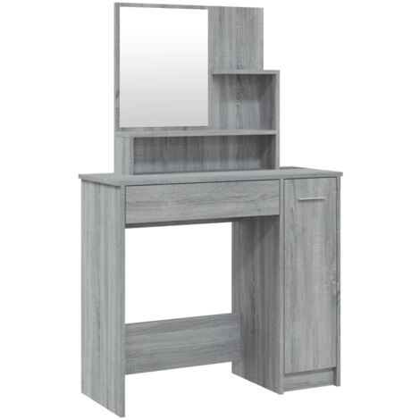 Dressing Table with Mirror Grey Sonoma 86.5x35x136 cm vidaXL