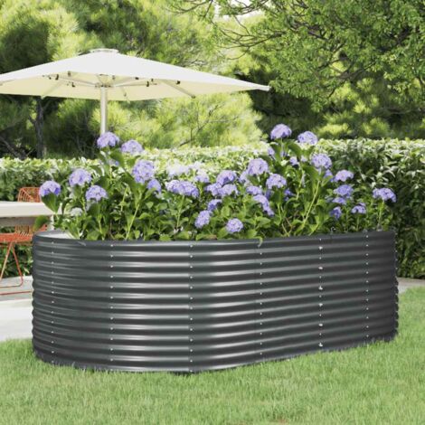 Garden Raised Bed Anthracite 212x140x68 cm Galvanised Steel vidaXL