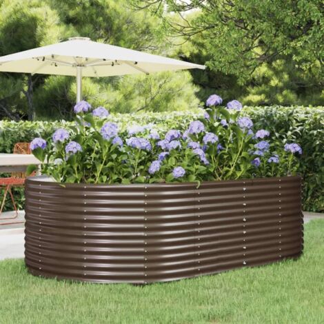 Garden Raised Bed Brown 212x140x68 cm Galvanised Steel vidaXL