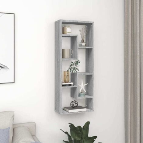 Wall Shelf Grey Sonoma 36x16x90 cm Engineered Wood vidaXL