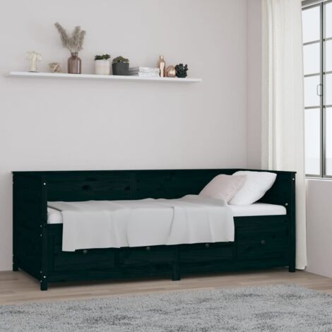 Day Bed without Mattress Black 90x200 cm Solid Wood Pine vidaXL (1/5)