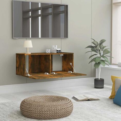 TV Cabinet Smoked Oak 80x30x30 cm Engineered Wood vidaXL