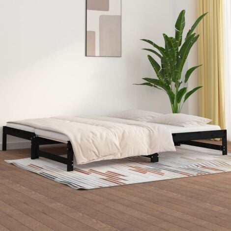 Pull-out Day Bed without Mattress Black 2x(90x200) cm vidaXL