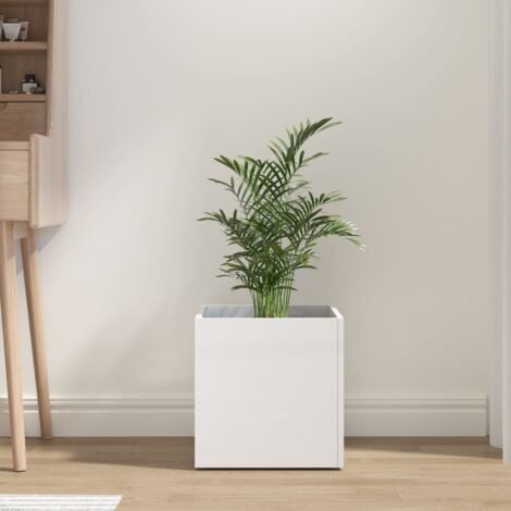 Planter Box High Gloss White 40x40x40 cm Engineered Wood vidaXL