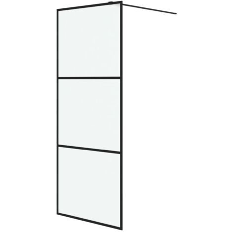 Walk-in Shower Wall Black 80x195 cm Frosted ESG Glass vidaXL (1/5)