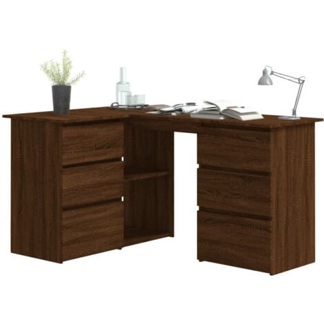 Corner desk store dark brown