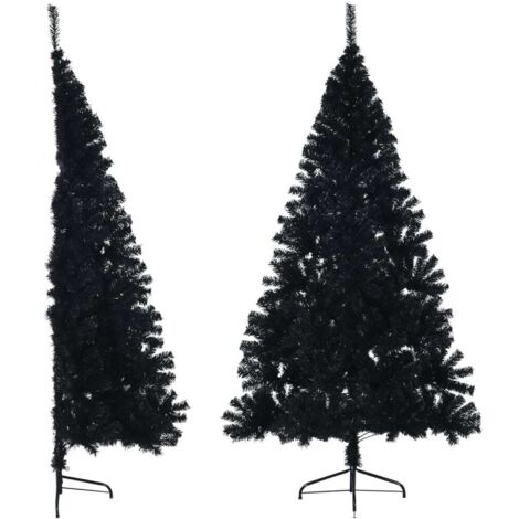 Artificial Half Christmas Tree with Stand Black 180 cm PVC vidaXL