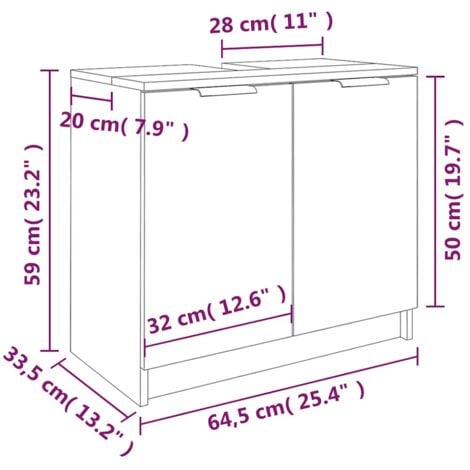 Bathroom Cabinet High Gloss White 64.5x33.5x59cm Engineered Wood vidaXL