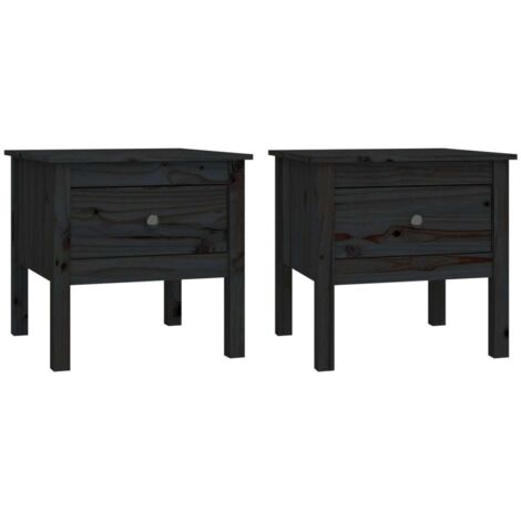 Side Tables 2 pcs Black 50x50x49 cm Solid Wood Pine vidaXL