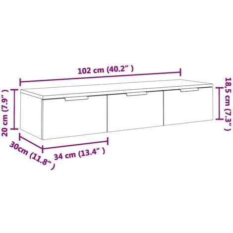 Wall Cabinet Sonoma Oak 102x30x20 cm Engineered Wood vidaXL