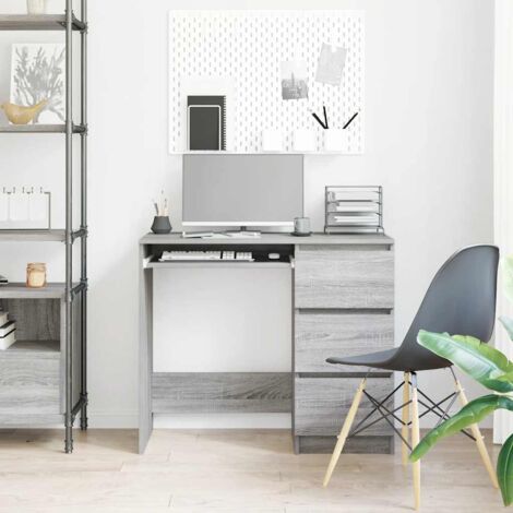 Desk Grey Sonoma 90x45x76 cm Engineered Wood vidaXL