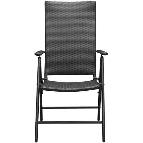 Stackable Garden Chairs 2 pcs Poly Rattan Black vidaXL