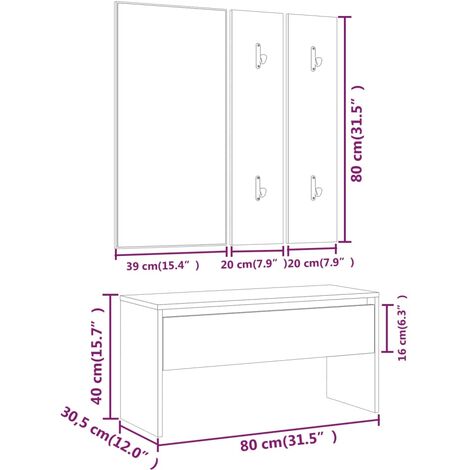 Hallway Furniture Set Sonoma Oak Engineered Wood vidaXL