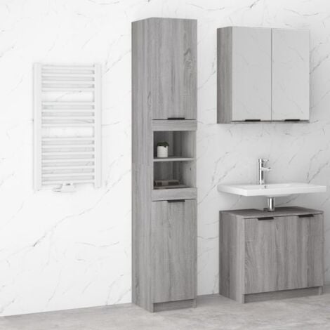 Bathroom Cabinet Grey Sonoma 32x34x188.5 cm Engineered Wood vidaXL