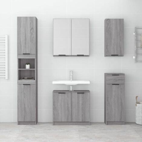 Bathroom Cabinet Grey Sonoma 32x34x188.5 cm Engineered Wood vidaXL