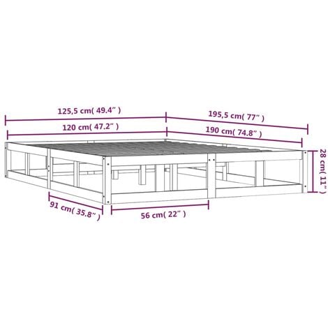 Bed Frame without Mattress White 120x190 cm Small Double  Solid Wood vidaXL