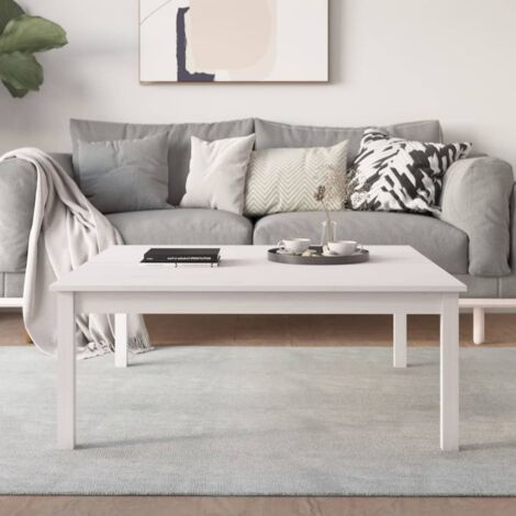 Coffee Table White 100x100x40 cm Solid Wood Pine vidaXL (1/5)