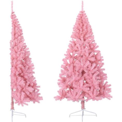 Artificial Half Christmas Tree with Stand Pink 180 cm PVC vidaXL